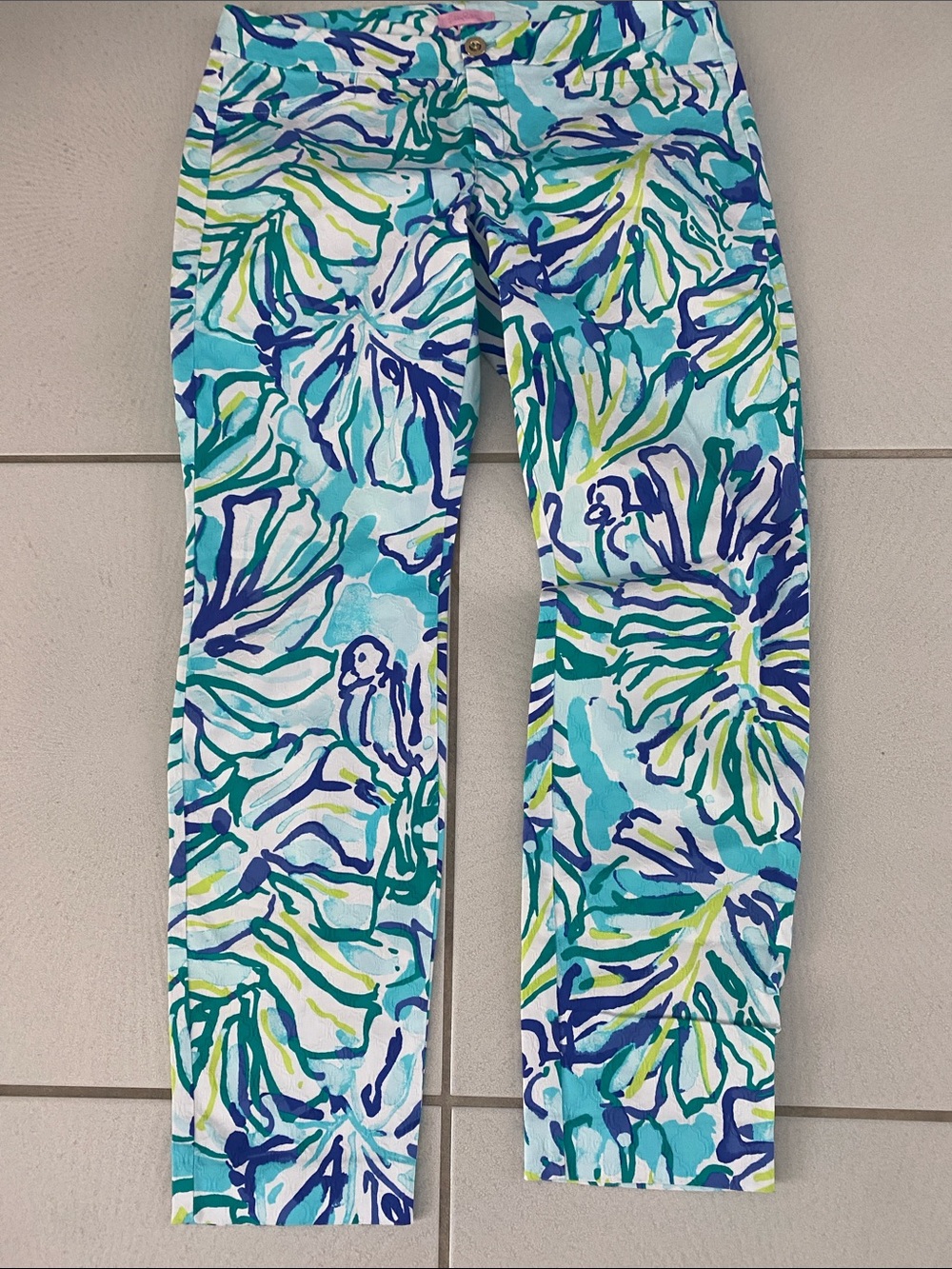 Lilly Pulitzer Kelly skinny ankle pant Pool Blue Stay Cool size 8